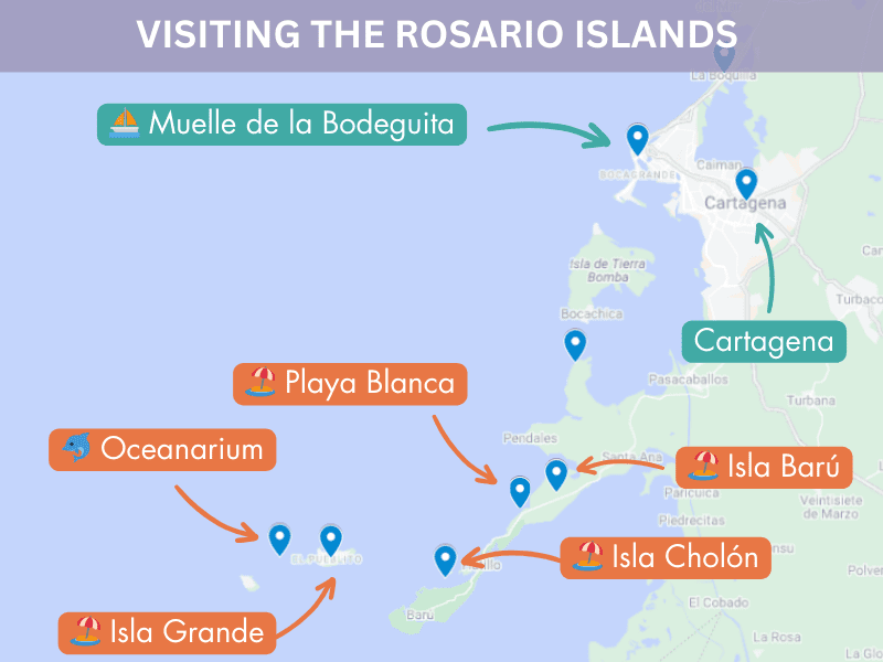 Map Best Rosario islands to visit