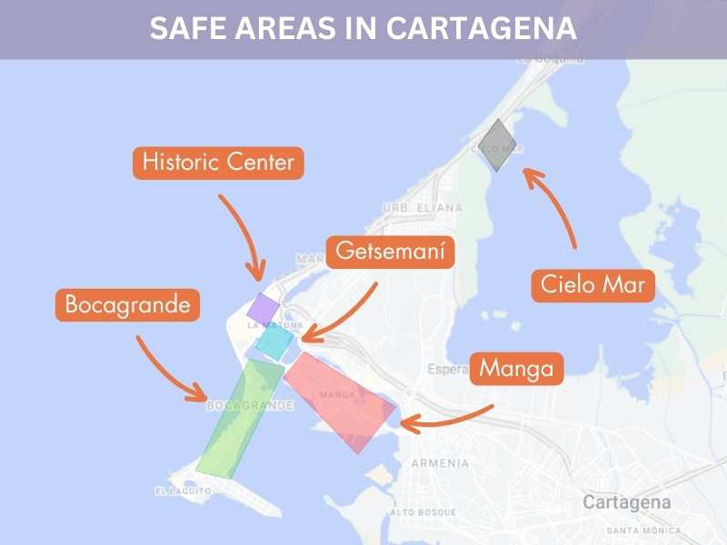 Map safe areas in Cartagena