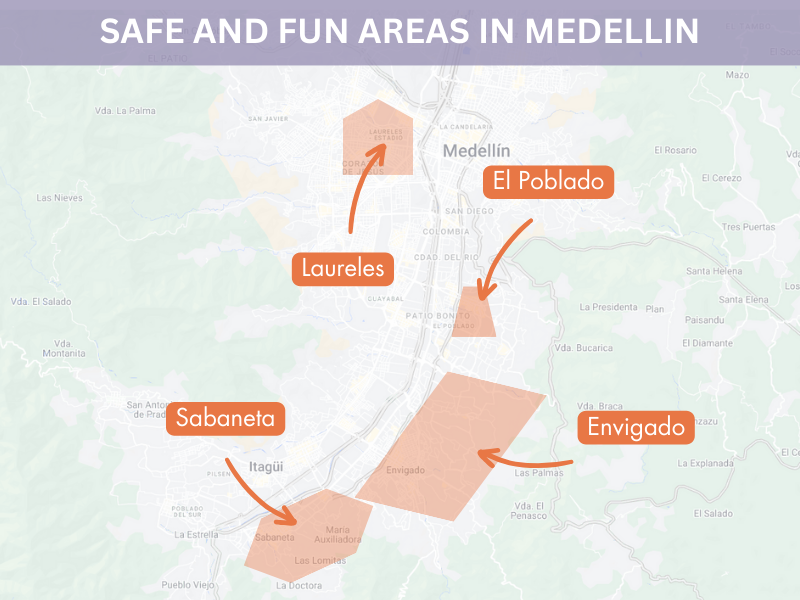 Map safe and fun areas in Medellin
