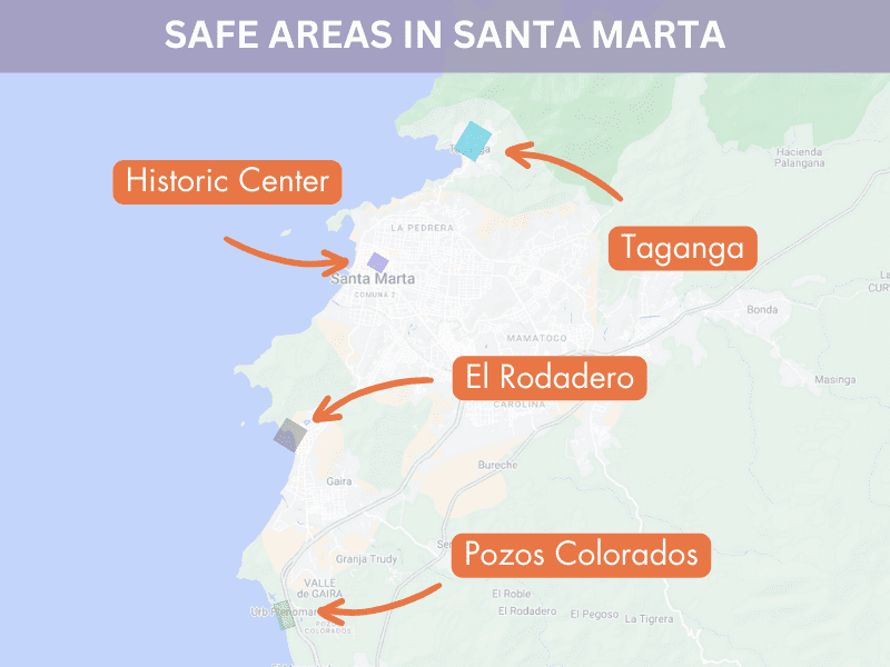 safe areas santa marta map
