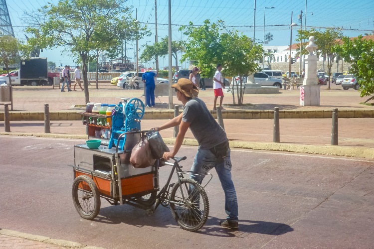 Street juice vendor in Cartagena